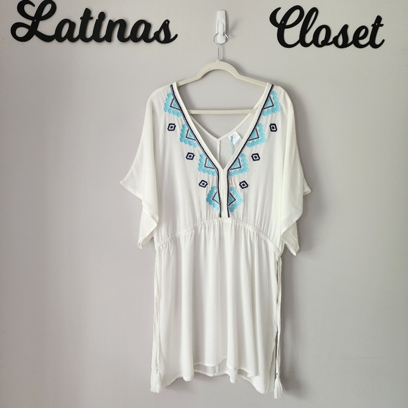 Kona Sol Embroidered Tie Side Cover-Up Dress Sizw‎ XL NWT - Picture 3 of 10